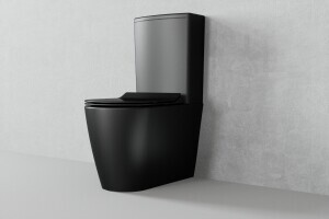 stand-wc mit sp&uuml;lkasten komplettset schwarz matt