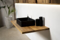 Waschtischplatte aus Holz Eiche mit schwarzem Waschbecken 0114
