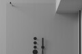 Duschtrennwand mit Eckausschnitt und schwarzen Profilen und ESG Glas vom Typ 1