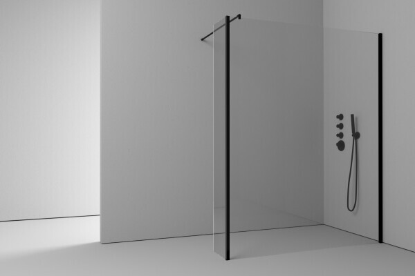 Begehbare Dusche mit Schwarz matten Beschlägen nach Maß - Typ 2