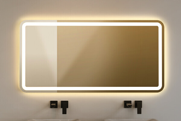 Badezimmer Spiegel mit direkter rund beleuchtung nach Maß