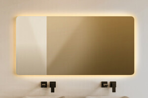 Badspiegel mit indirekter Beleuchtung Ecken abgerundet nach Ma&szlig;