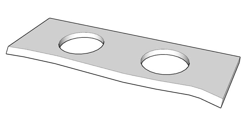 Beispiel: Waschtischplatte mit zwei runden Ausschnitten