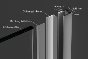 Aluminium Duschkabinen U-Profil schmal f&uuml;r 8-10 mm Glasst&auml;rke - Line