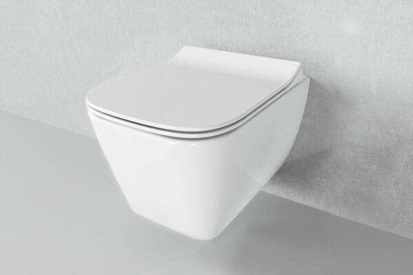 Spülrandloses Hänge WC Harmo mit Soft Close Deckel abnehmbar Weiss Glanz
