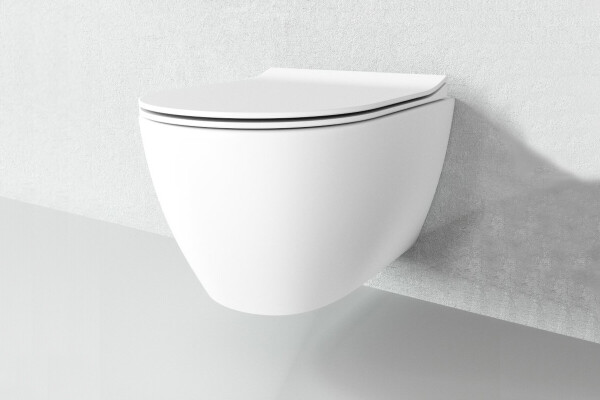 Wand Hänge WC Toilette Klo Tiefspüler Softclose Sitz Deckel Brille oval Weiß 