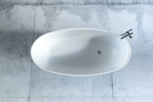Freistehende Mineralguss Badewanne in schwarz matt 170x80x50 cm Tula - Ansicht 3