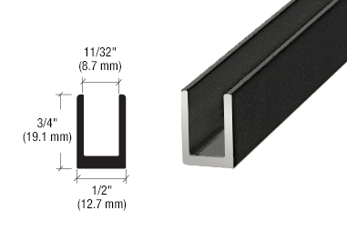 Aluminium U-Profil für Nassverglasung 6-8mm 241cm - Pure
