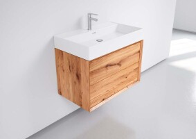 Badezimmer m&ouml;belset Becken und Badschrank massiv Holz
