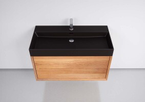Massiver Waschbeckenunterschrank h&auml;ngend aus Holz
