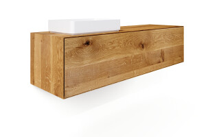 Badezimmermöbel Holz mit Aufsatzwaschbecken, 3 Schubladen - Ansicht 2