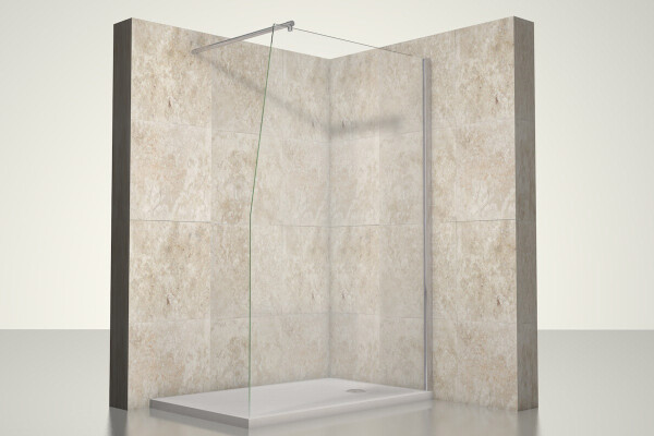 Glas Duschwand mit Schräg Ausschnitt 200 cm Höhe, Breite nach Wahl
