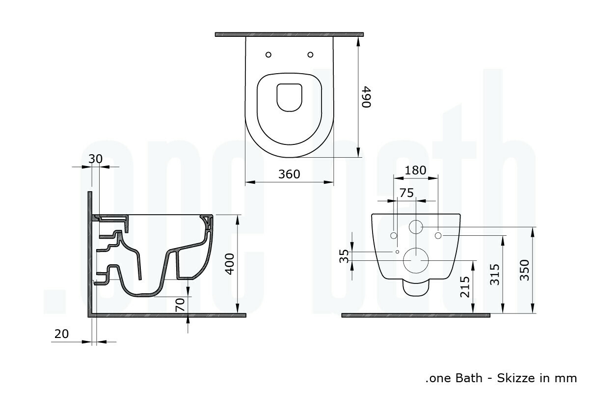 Hänge-WC in Hellblau matt - Lifa kurz 49cm