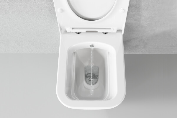 Spülrandloses eckiges Hänge WC mit Bidet Harmo in Weiss Glanz