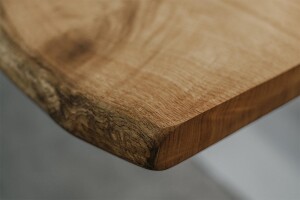 XXL Waschtischplatte Holz aus Eiche mit Baumkante 265 x 57 cm