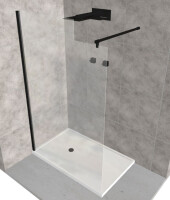 Duschtrennwand mit Ausschnitt rechts schwarz