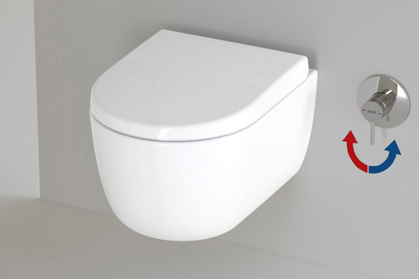 Hänge WC mit Bidet und VitrA Warmwasser Anschluss - Lifa Weiss glanz 49 cm