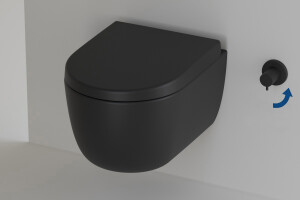 H&auml;nge WC mit Bidetfunktion Vitrawasserhahn - Lifa Schwarz Matt 49 cm