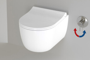 Dusch WC wandh&auml;ngend wei&szlig; Glanz mit Vitra Warmwasser 49cm