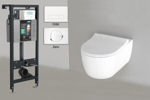 H&auml;nge WC mit Deckel Komplettset wei&szlig; glanz Mepa Zero