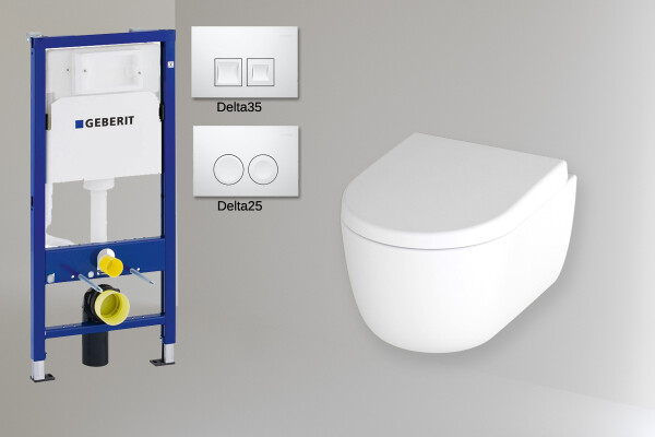 Raumspar Toilette Komplettset weiß matt Geberit DuofixBasic UP-Spülelement 112cm