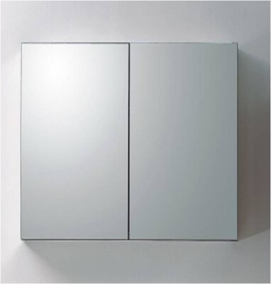 Aluminium Spiegelschrank 100 cm mit 2 Ablagefächern